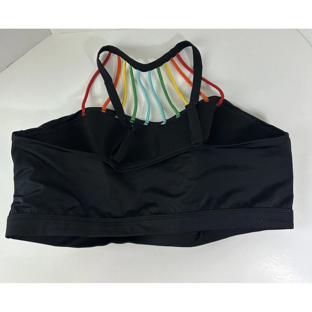 Cacique No Wire High Neck Swim Bikini Top Strappy Rainbow Detail Plus Size 24 - Picture 7 of 11
